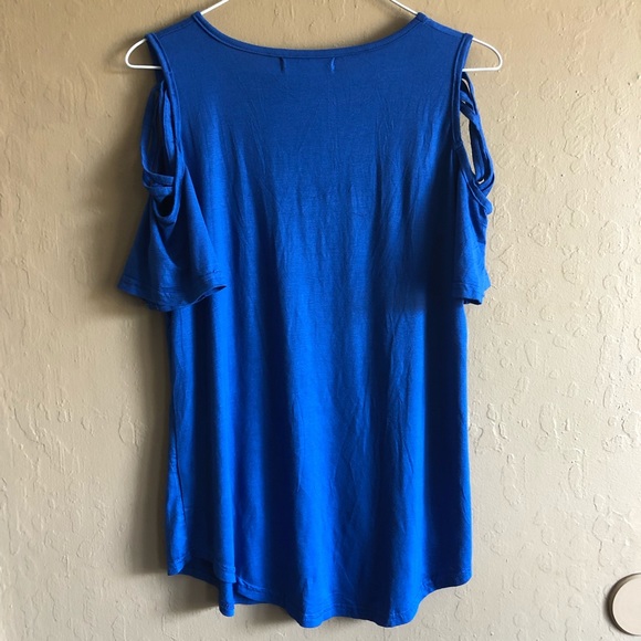 Blue Cold Shoulder Top - Picture 3 of 3